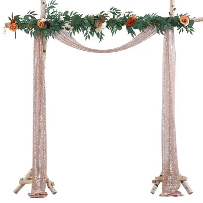 Obrázek produktu pro (600 × 30 cm, růžová zlatá) Svatební oblouk dekorace Svatební flitry opona šumivé pro svatební párty narozeninový festival dekorace venkovní vnitřní