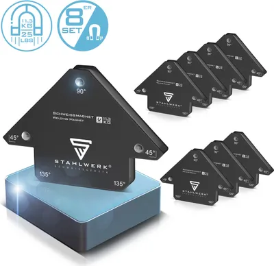 Obrázek produktu pro STAHLWERK 8 svařovací úhelníková sada magnetů 11,3kg 25lbs svařovací magnety