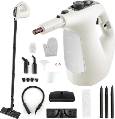 Produktbild von COSTWAY Dampfreiniger, 2 bar Dampfdruck, 1 min.Aufheizzeit, 1400W Leistung, 400ml Tank Dampfreiniger Handgerät mit 14 Zubehörteilen Grau