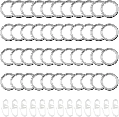 Imagen del producto de Anillos metálicos para cortinas con gancho, 40 unidades, de 30 mm, para puertas y cortinas de ducha