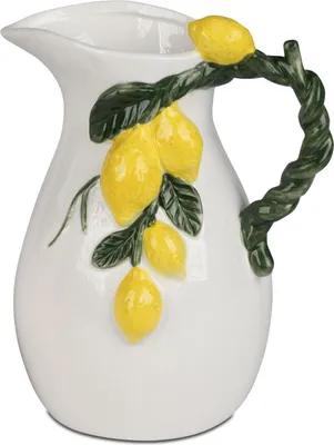 Produktbild von Deko Krug, Vase LIMONE mit Zitronen weiß gelb H. 20cm Porzellan Formano S26