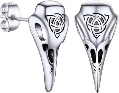 Image de Boucles d'oreilles en forme de loup en acier inoxydable - Parure pour hommes et femmes