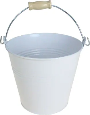 Produktbild von 6 Eimer Ø14xH12,5cm Blech weiß Metall Deko Übertopf Blumentopf Pflanzgefäß Kübel