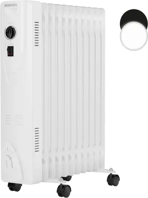 Produktbild von Heinrich’s Ölradiator Weiß 2500W, 11 Rippen Heizkörper elektrisch, 3 Heizstufen, Thermostat, leise, Kippschutz, Handtuchhalter, Überhitzungsschutz