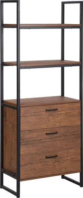 Zdjęcie produktu dla BELIANI Regał z półkami i szufladami ciemnobrązowy czarna rama 158 x 61 cm retro