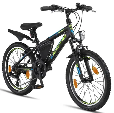 Immagine prodotto di Licorne Bike Guide Premium Mountain Bike Shimano,Pollici:20;Colore:Nero/Blu/Lime