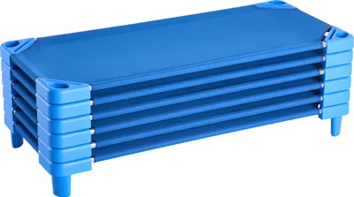 Obrázek produktu pro VEVOR Stohovatelné postýlky, 6 přenosných postýlek pro batolata, standardní velikost 130 x 57 x 15 cm, pro předškolní třídy, vhodné na spaní, modré provedení