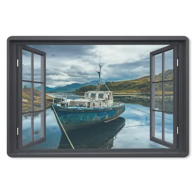 Produktbild von MuchoWow® Mauspad Mousepad Durchblick - Boot - Berg 27x18 cm - Mousepads - Maus Mat - Pad - Mausunterlage - Büroartikel - Desk Matten