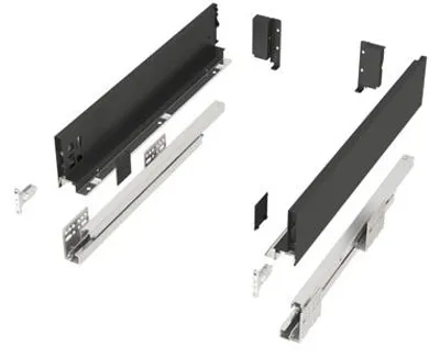 Produktbild von JUNKER Slim Schubkastensystem Vollauszug 500mm 84mm Soft-Close Anthrazit 4er Set