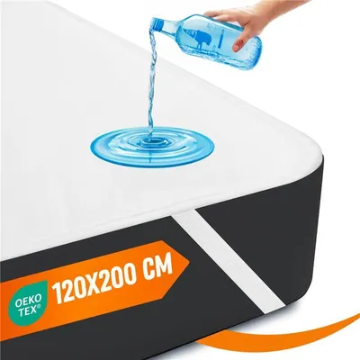 Produktbild von Komfortec 2er Set wasserdichter Matratzenschoner mit Bändern, 120x200 cm, Matratzenauflage, Atmungsaktive Matratzenauflage, ohne Knistern Matratzenschutz, Inkontinenzunterlage, Weiß