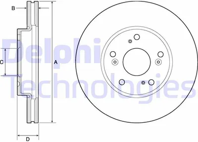 Produktbild von 2x DELPHI Bremsscheibe BG4741C für HONDA CIVIC IX (FK) Civic X Limousine (FC_)