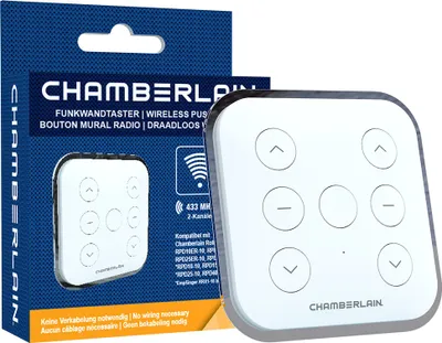 Produktbild von Chamberlain RTXW2-10, Jalousiesteuerung, Weiß, 433,92 MHz, 10 mW, Tasten, IP30