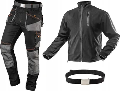 Produktbild von NEO TOOLS Profi HD Slim Arbeits-Set, Bundhose & Fleecejacke (Grafit), OXFORD-Verstärkt, Hohe Flexibilität & Wärme