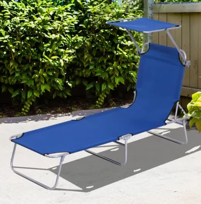 Produktbild von Sonnenliege mit Sonnenschutz, klappbar Relaxliege, verstellbare Rückenlehne,187 x 58 x 36 cm
