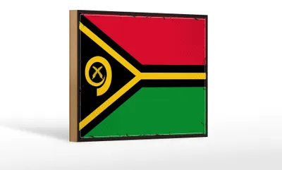 Produktbild von Holzschild Flagge Vanuatus 18x12 cm Retro Flag of Vanuatu Dekoration