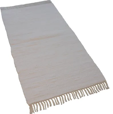 Produktbild von Teppich Fleckerl Fleckerlteppich Handwebteppich UNI Baumwolle Handweb Waschbar Farbe: Weiss Größe: ca. 60x110 cm