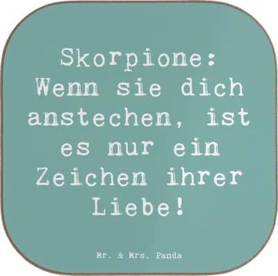 Produktbild von Mr. & Mrs. Panda Untersetzer für Gläser Spruch Skorpion Liebe - Meeresbrise - Geschenk, Holzuntersetzer, Tassenuntersetzer, Humor, Coaster, Astrologie, gläseruntersetzer