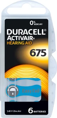 Immagine prodotto di Duracell Activair Zinc Air 675 1,45 V (6 blister)