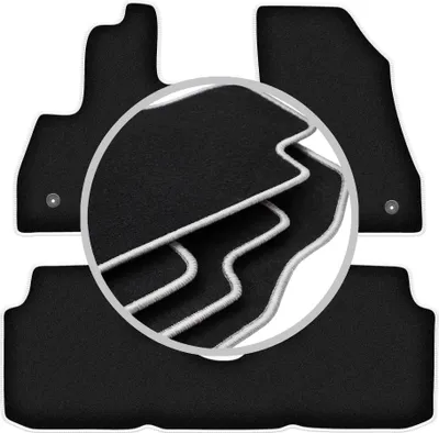 Produktbild von Fußmatten Automatten Velours Schwarz/Silber für Fiat 500L 2012- Set 3-tlg