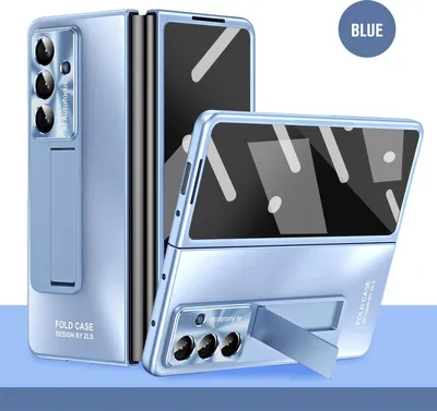 Immagine prodotto di Custodia rigida in PC per Samsung Galaxy Z Fold 7, supporto, protezione dello schermo e obiettivo della fotocamera Blu
