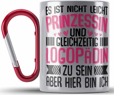 Produktbild von Trendation - Logopädin Spruch Edelstahl Tasse Karabiner Geschenk Logopädie (Rot)