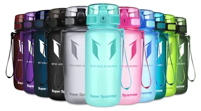Immagine prodotto di Borraccia Super Sparrow - Borraccia in Tritan - 350 ml - Senza BPA - Borraccia sportiva ideale - Flusso d'acqua veloce, flip top, si apre con un clic