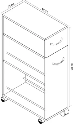 Immagine prodotto di Carrello da cucina | Carrello a rulli | Dimensioni Mensola da cucina ca. H. 85 x W. 25 x D. 50 cm | spazio di archiviazione e cassetto sufficienti | rullabile | Carrello di servizio - Tusal