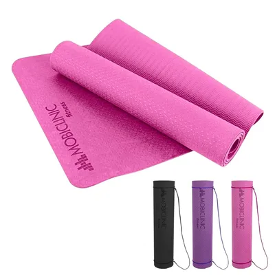 Image de Mobiclinic, tapis de yoga, sangle incluse, épaisseur 6mm, , antidérapant, lavable, imperméable, sport,181x61x0,6 cm, flexible, TPE, couleur rose