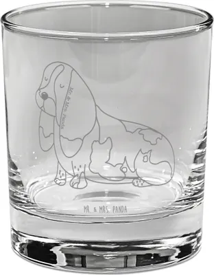 Produktbild von Mr. & Mrs. Panda Glas Hund Basset Hound - Transparent - Geschenk, Longdrinkglas, Hundeliebe, Tierliebhaber, Trinkglas, Tumbler, Ginglas, gravur