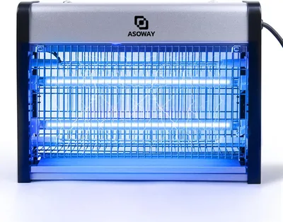 Immagine prodotto di Lampada elettrica per insetti - Trappola per mosche e zanzare - Controllo dei parassiti - Funzionamento silenzioso con luce UV - Raggio d'azione di 80 m² - Colore: nero