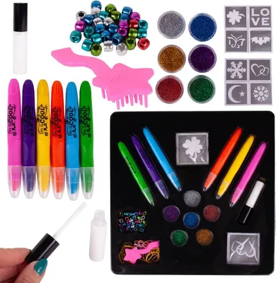 Produktbild von Malplay Kinderschminke Set Tattoo- Und Haarfärbe-Set Kreatives Spielzeug Für Rollenspiele Basteln&Malen Für Kinder Ab 3 Jahren