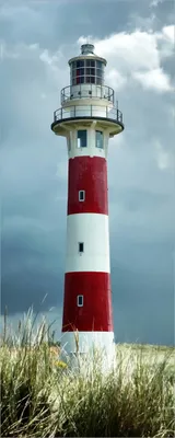 Produktbild von Wallario Poster - Leuchtturm am Strand, Kunstdruck Größe: 50 x 125 cm