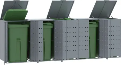 Produktbild von "2026 Promotion" Mülltonnenbox für 5 Tonnen Grau 345x79x117 cm Stahl - Mülltonnenboxen MM563
