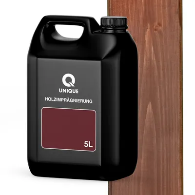 Produktbild von Q UNIQUE Holzimprägnierung  Braun 5 L Holzschutz 2 In 1 Grundierung Mit Schutz Farbimprägnierung Imprägniermittel Innen & Außen