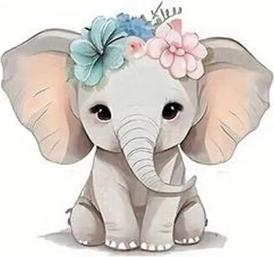 Produktbild von GKA Bügelbild süßer Elefant mit Blumen G25 Applikation für Textilien Aufbügler Patches Zum Aufbügeln Größe: 7 x 6,51 cm