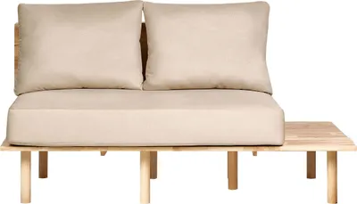Zdjęcie produktu dla BELIANI Sofa 2-osobowa beżowa tapicerowana materiałem drewniane nóżki w stylu japandi ze stolikiem