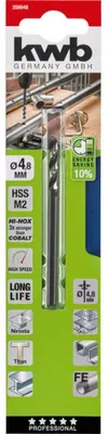 Image de kwb 258648 HSS Metal twist drill bit 4.8 mm Total length 86 mm M2 DIN 338 Cylinder shank 1 pc(s)