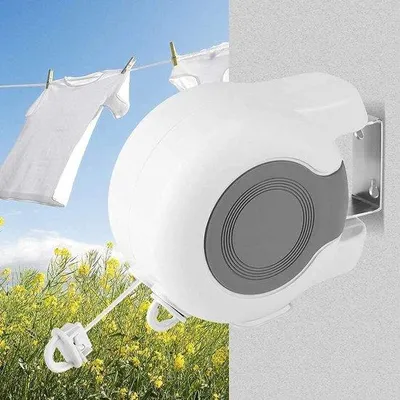 Produktbild von Famanu Wandmontierte Wäscheleine - 13 Meter Trockenfläche - Weiß