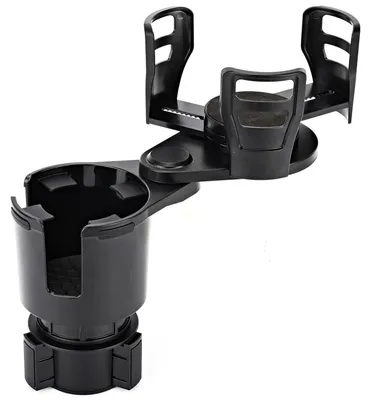 Image de Support de gobelet automobile 2 en 1, réglable, noir, pour les grandes bouteilles et les snacks