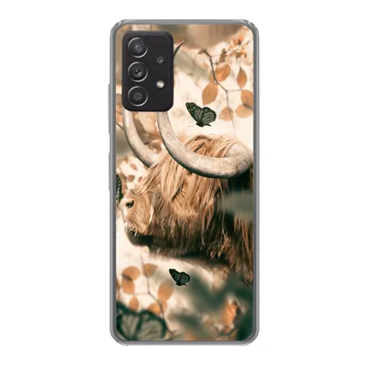 Produktbild von MuchoWow® Handyhülle Schutzhülle Hülle für Samsung Galaxy A33 5G Schottische Highlander - Schmetterlinge - Blätter Silikon Softcase Handy Hülle - Kartenhalter