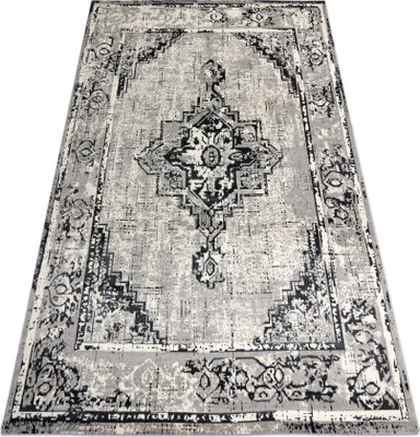 Image de Tapis Vintage Cadre Rosette 22235556 gris / noir gris 120x170 cm