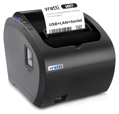 Thermischer Bon- und Belegdrucker 80 mm, USB+Seriell+LAN, schwarz