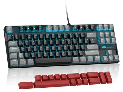 Produktbild von Mechanische Gaming Tastatur 88 Tasten QWERTZ DE, Red Switch, LED Beleuchtung, N-Key Rollover, USB Gaming Keyboard