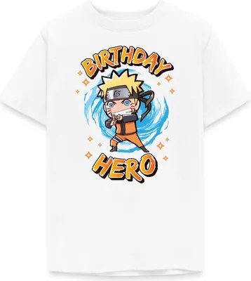 Produktbild von Spreadshirt Naruto Shippuden Birthday Hero Geburtstags-Design Teenager T-Shirt, 134/146 (9-11 Jahre), Weiß