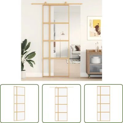 Produktbild von The Living Store Schiebetür Golden 76x205 cm ESG-Klarglas und Aluminium