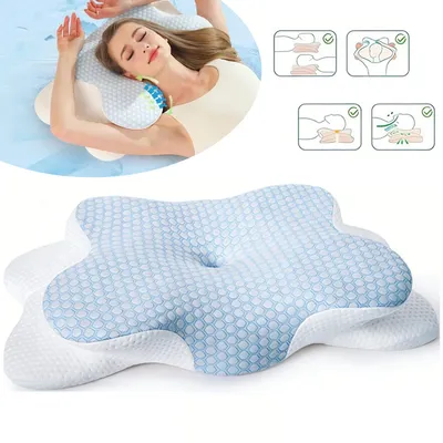Produktbild von Memory Foam Nackenkissen, Schmetterlingskissen Ergonomisches Kissen, Seiten- und Bauchschläfer