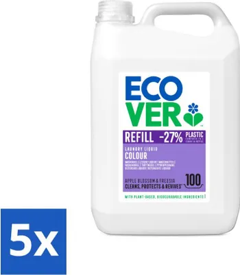 Produktbild von Ecover - Flüssigwaschmittel - Color - Apfelblüte & Freesie - 5 Liter - 100 Wäschen - Vorteilspack - 5 Stücke