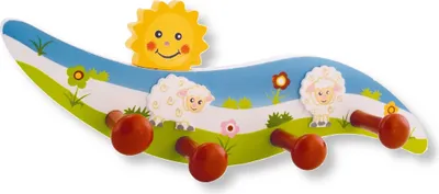 Produktbild von Kindergarderobe Holz mit Kinder Kleiderhaken