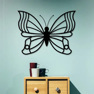 Produktbild von Wallity, Butterfly- TNL1756, Schwarz, Sonstige Wohndekorationen, 60 x 45 cm, 100% Metall (Dicke: 1
