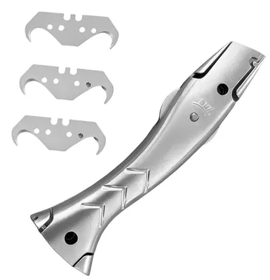 Productafbeelding van Tapijtmesser met gekartelde lemmet, aluminium, zilverkleurig, 3 messen
